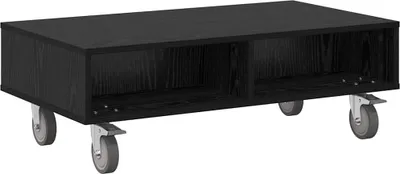 Image de vidaXL Table d'appoint avec roulettes Noir imitation chêne 90 x 50 x 30 cm