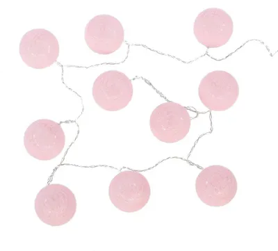 Produktbild von Lichterkette mit Leuchten in Form von 10 baumwollen LED-Kugeln, hellrosa Farbe, 165 cm, Atmosphera
