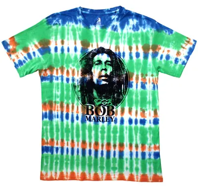 Productafbeelding van Bob Marley T-shirt, maat L, zwart en wit logo, dip-dye, wit