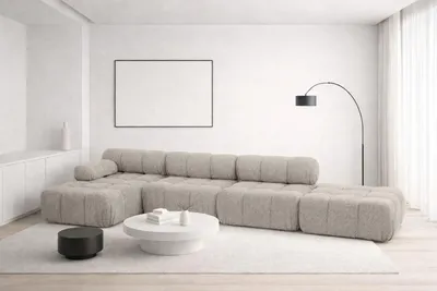Produktbild von Kaiser Möbel Ecksofa L-Form XL, Stoff Bouclé Abriamo, Beige, Links, Selia L XL