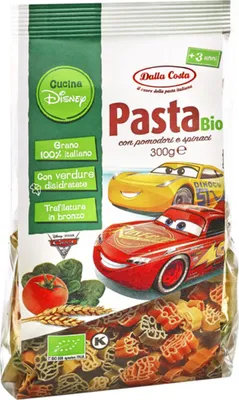 Produktbild von Dalla Costa Disney Cars, Kurze Nudeln, 300 g, Grün, Orange, Gelb, 7 min, 9 min, 354 kcal