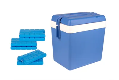 Produktbild von BigDean Kühlbox 24 Liter blau/weiß inkl. 6 Kühlakkus - Bis zu 11 Std. Kühlung - Thermobox aus Kunststoff - Outdoor Kühltasche für Camping, Picknick