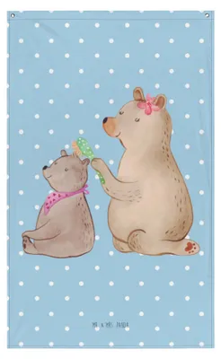 Produktbild von Mr. & Mrs. Panda Wandteppich Bär Kind - Blau Pastell - Geschenk, Hängedeko, Muttertag, Wandbild, Mutter, Familie, Stoffbild, Wandbehang, Bären, Tapestry