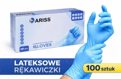 Zdjęcie produktu dla RĘKAWICZKI RĘKAWICE LATEKSOWE BEZPUDROWE NIEBIESKIE ARISS 100 sztuk L