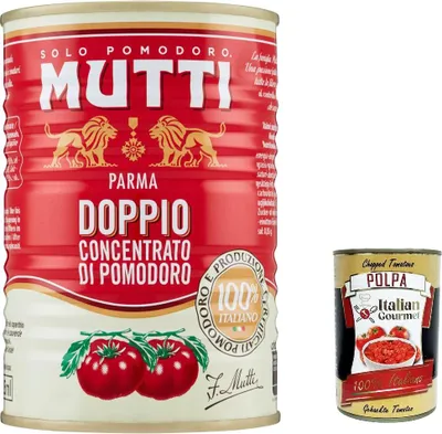 Produktbild von 24x Mutti Doppio Concentrato di Pomodoro, Doppeltes Tomatenkonzentrat,100% Italienische Tomate, 440g + Italian Gourmet Polpa di Pomodoro 400g Dose