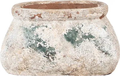 Produktbild von Clayre & Eef Blumentopf 17x13x9 cm Beige Grün Terrakotta