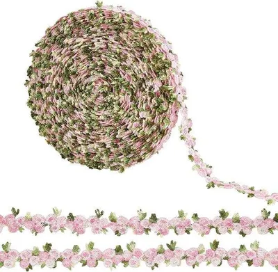 Productafbeelding van Famanu bloemenrand, 15 meter - Roze bloemenmotief - DIY decoratie