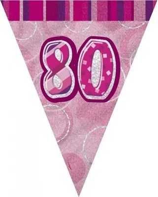 Produktbild von 80. Geburtstag | Wimpelkette pink