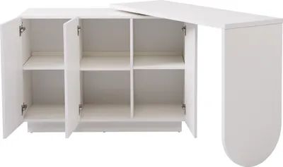 Produktbild von Flieks L-förmiger Schreibtisch Eckschreibtisch, Ausziehbarer Esstisch Küchentisch Arbeitstisch mit verstellbaren Ablagen, Arbeitstisch Drehbar, 110x40