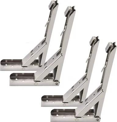 Produktbild von 4er Set 12 Zoll Regalträger aus Edelstahl | 295mm klappbare Regalhalterung | Regalwinkel zur Wandmontage | Regal Halter für Wohnmobil Camping | 4 Stück Wandhalterung für Regalbretter