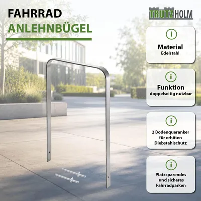 Produktbild von TRUTZHOLM 2x Fahrradanlehnbügel 117x80 cm massiver Edelstahl 12 mm