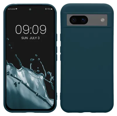 Produktbild von kwmobile Hülle kompatibel mit Google Pixel 8a Hülle - gummierte TPU Silikon Handyhülle - Schutzhülle für kabelloses Laden - Case in Petrol matt