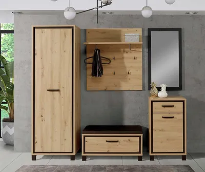 Produktbild von Garderoben-Set >Travis< in Artisan Eiche und Schwarzeiche, Holzwerkstoff