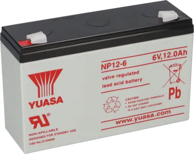 Zdjęcie produktu dla Akumulator kwasowo-ołowiowy Yuasa NP12-6 Pb 6V / 12Ah VdS, Faston 6,3