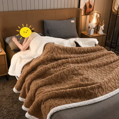 Produktbild von 360Home Herbst und Winter verdickte warme bettdecke Dunkelbraun 200*230cm