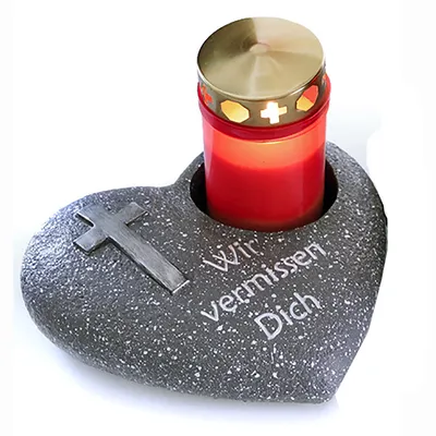 Produktbild von Grablichthalter Herz "Wir vermissen Dich" 19,5 x 17 cm frostfest (ohne Grablicht) Grablicht Grabdeko Grabherz Grabverzierung Grabschmuck Grablaterne