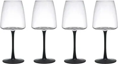 Produktbild von Mikasa Palermo Set de 4 Gläser de Kristall Weißweingläser, 400ml, Set de Weingläser white mit schwarzem Stiel, Kristall 100% bleifrei - Geschenkbox de spülmaschinenfest