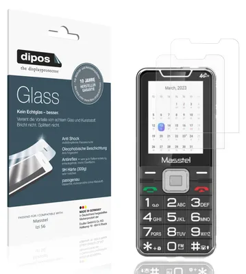 Produktbild von 2x Schutzfolie für Masstel Izi 56 matt - Anti-Shock 9H Folie dipos Glass Kunststoffglas
