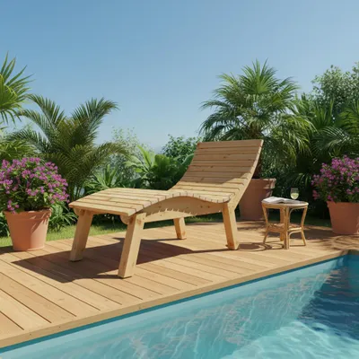 Produktbild von Gartenliege Relaxliege "Liege-Franzi" (Zirbe) Breite 90cm Einstiegshöhe 60cm mit Füßen