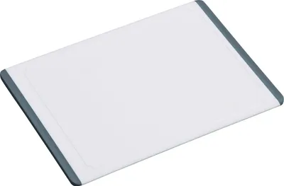Zdjęcie produktu dla Deska do krojenia KESPER plastikowa (PP/TPE), biała z szarą krawędzią, rowek na sok, antypoślizgowa, 40x28,5x0,85 cm, 30759