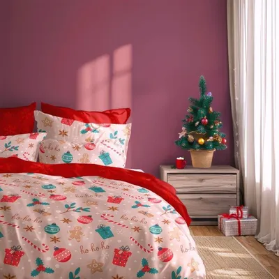 Produktbild von Bettwäsche Set 3tlg 160x200cm – Baumwolle Weihnachtsbettwäsche (Scandic 082) – Motiv Weihnachtskugeln