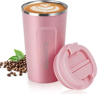 Immagine prodotto di Tazza termica isolata da viaggio, 510 ml, a doppia parete, con coperchio a tenuta stagna, acciaio grezzo, tazza da viaggio per caffè e tè