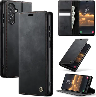 Produktbild von Handyhülle für Samsung Galaxy A24 4G Hülle Leder mit RFID Schutzhülle Klapphülle Magnet Kartenfach Standfunktion Schwarz