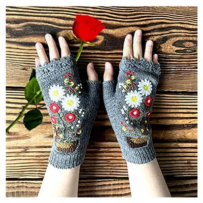 Produktbild von Halb fingerlose Handschuhe für den Winter, gestrickte Pulswärmer, Thermohandschuhe, Armstulpen
