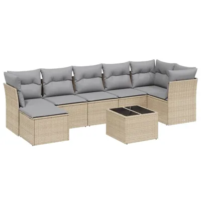 Imagen del producto de vidaXL Juego de 8 piezas de sofá de jardín con cojines, color beige, de ratán sintético