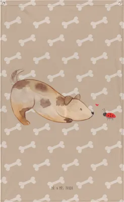 Produktbild von Mr. & Mrs. Panda Wandbild Hund Marienkäfer - Hundeglück - Geschenk, Bildteppich, Sprüche, Gobelin, Wandtuch, Mischlinghund, Achtsam, Neugierig, Wandbehang, Wandteppich