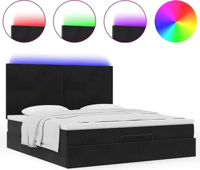 Image de Cadre de lit ottoman avec matelas noir 180x200cm velours