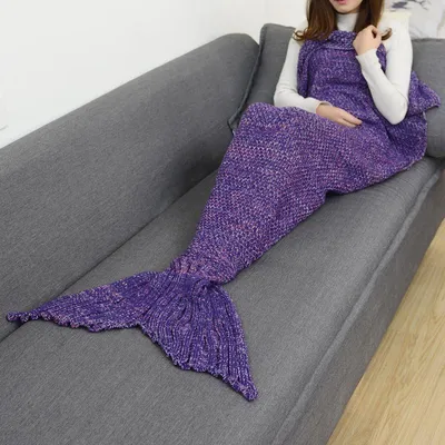 Immagine prodotto di Coperta a forma di sirena Minicee per bambini 140x70 cm, coperta morbida viola