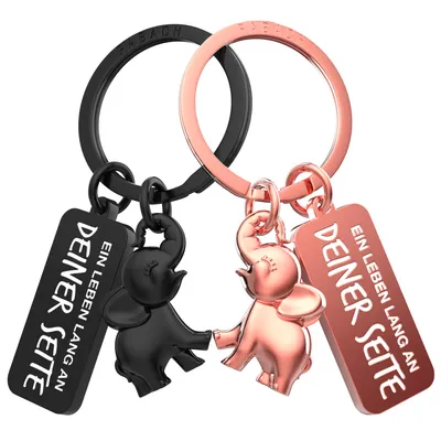 Immagine prodotto di portachiavi "Jumbo" a forma di elefante - regalo romantico per il partner - due portachiavi per coppie, fidanzate e sorelle