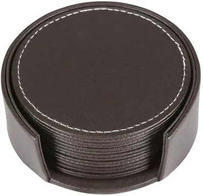 Image de Sous-verres en céramique, lot de 6, marron, aspect cuir, pour bar à café