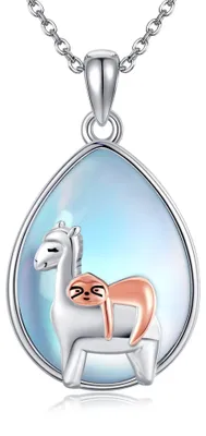 Immagine prodotto di Collana in argento sterling 925 con ciondolo a forma di alpaca e bradipo