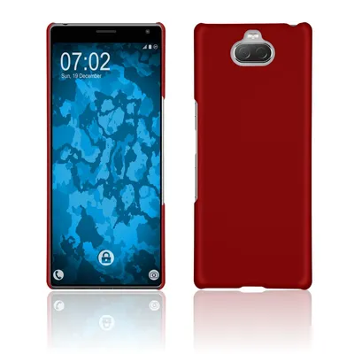 Produktbild von PhoneNatic Case kompatibel mit Sony Xperia 10 Plus - Hülle rot gummiert Hard-case + 2 Schutzfolien
