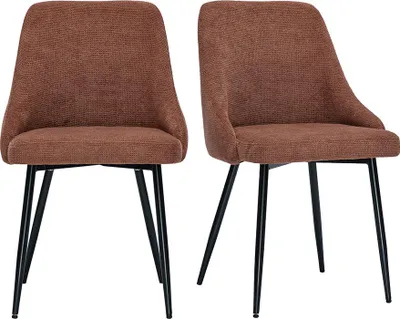Produktbild von Miliboo - Stühle in verbrannter Erde texturiertem Samteffekt und schwarzem Metall (2er Set) HASTA
