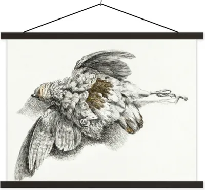 Produktbild von MuchoWow® Textilposter Toter Vogel - Gemälde von Jean Bernard 60x45 cm mit schwarzem Rahmen - Poster Schlafzimmer