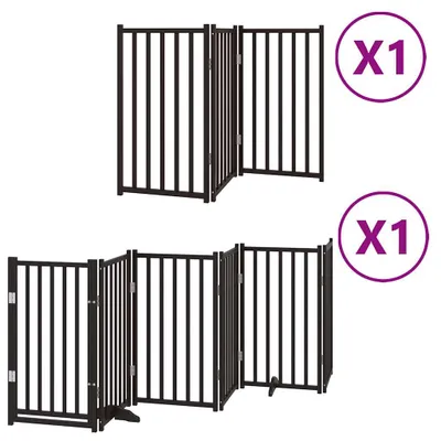 Obrázek produktu pro Zábrana pro psy s dvířky skládací 9 panelů černá 450 cm topol