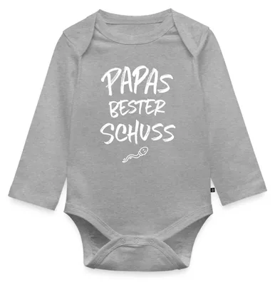 Produktbild von Spreadshirt Papas Bester Schuss Baby Party Tages Baby Body Langarm, 80 (9-12 M.), Grau meliert