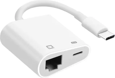 Obrázok produktu pre Adaptér USB-C na Ethernet + USB-C Stabilné nabíjanie a pripojenie na internet Biela