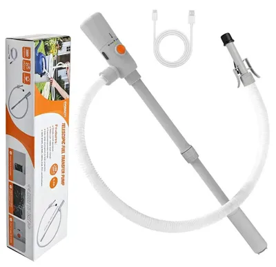 Immagine prodotto di Pompa per carburante per taniche, con doppia alimentazione (USB-C/AA), portata di 3,2 galloni al minuto, pompa elettrica per il trasferimento di carburante con funzione di arresto automatico.