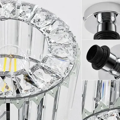 Image de Plafonnier industriel en cristal - Suspension lustre E27 - design moderne - Ø 230 mm - couloir, salon, salle à manger, cuisine