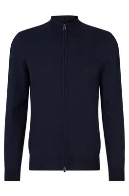 Produktbild von Hugo Boss Weste Stehkragen blau Reißverschluss einfarbig Wolle