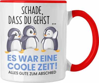 Produktbild von Trendation - Schade Dass Du Gehst Tasse Geschenk zum Abschied Jobwechel Abschiedsgeschenk Arbeitskollegin (Rot)
