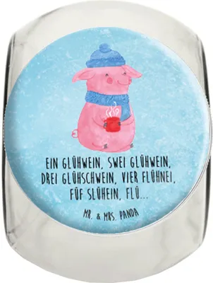 Produktbild von Mr. & Mrs. Panda Kaffeedose Schweinchen Glühwein L 870ml - Eisblau - Geschenk, Weihnachtsmarkt, Betrunken, Vorratsdose, Bonboniere, Weihnachten, glasbehälter, Teedose