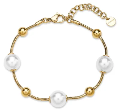 Productafbeelding van Vergulde damesarmband met kunstparels, model BPC57