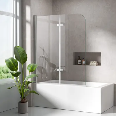 Zdjęcie produktu dla S'AFIELINA blat wannowy 110 x 140 cm 2-częściowy składany panel ścienny blat wannowy wykonany z 6 mm szkła bezpiecznego ESG z powłoką NANO