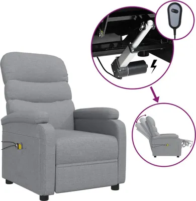 Obrázok produktu pre vidaXL Elektrické masážne kreslo Light Grey Fabric