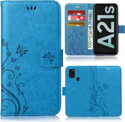 Produktbild von Samsung Galaxy A21s Bookstyle Flower Blau